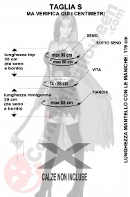Misure costume da cappuccetto rosso assassino taglia S