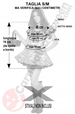 Misure costume da cappuccetto rosso lucido taglia S M