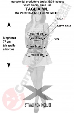 Misure del costume da Cappuccetto rosso taglia ML
