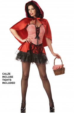 Costume Cappuccetto Rosso Donna elegante con pizzo nero