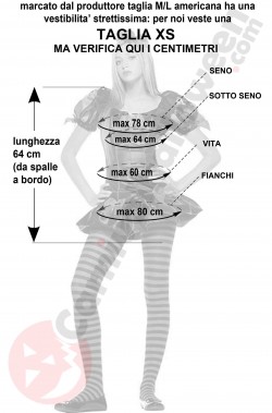 Misure costume Halloween biancaneve horror nera taglia XS