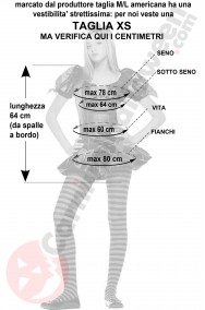 Misure costume Halloween biancaneve horror nera taglia XS