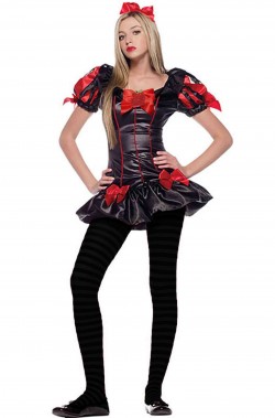 Costume Halloween biancaneve nera gonna a palloncino