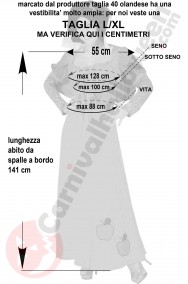 Misure del Costume di carnevale biancaneve classica taglia L XL