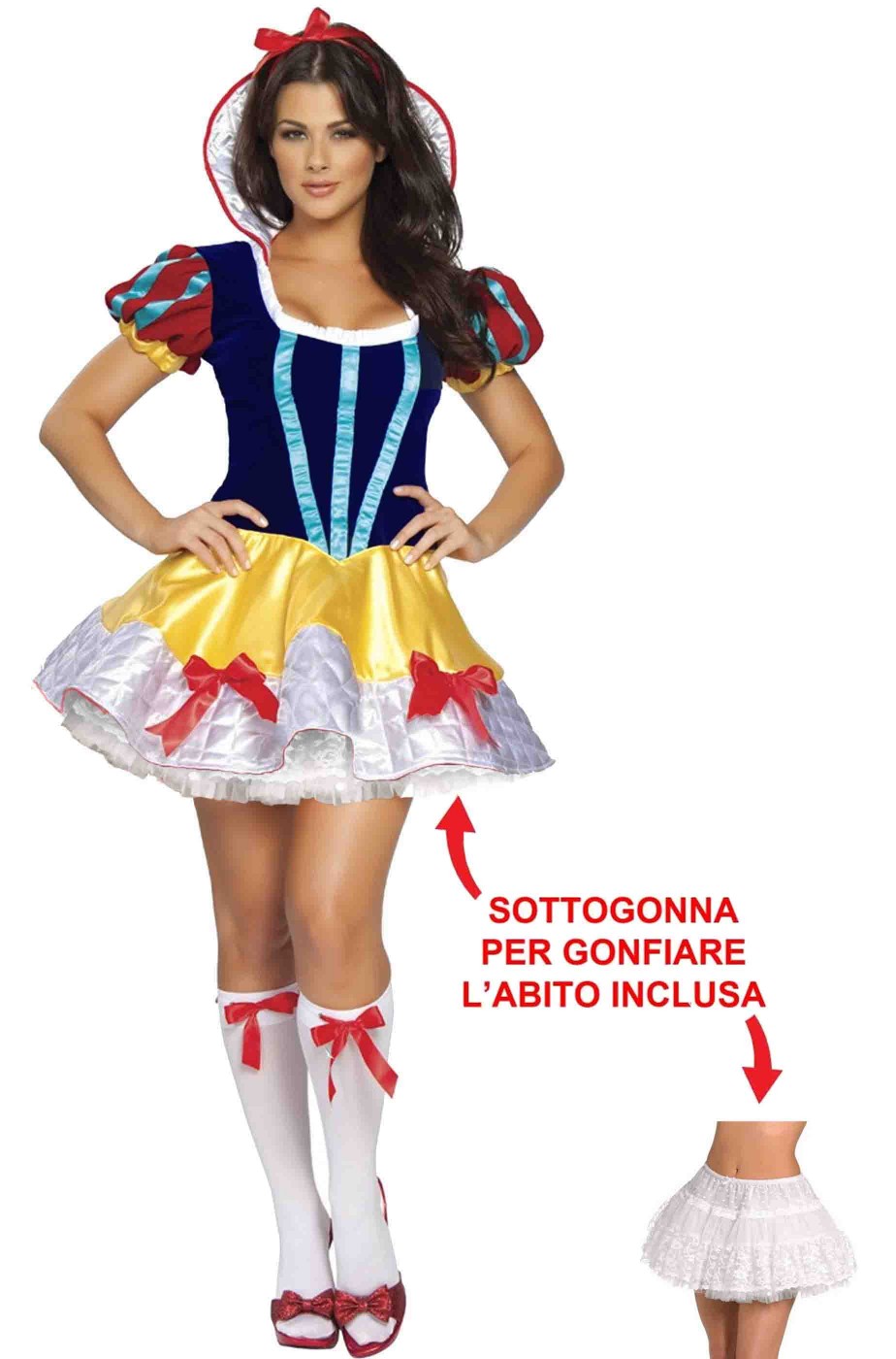 Costume Biancaneve donna alta qualità con sottogonna