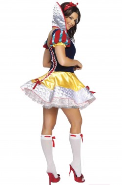 Costume Biancaneve donna alta qualita' Roma con sottogonna vista posteriore