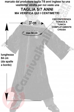 Misure costume di Harry Potter de Luxe taglia 5 7 anni