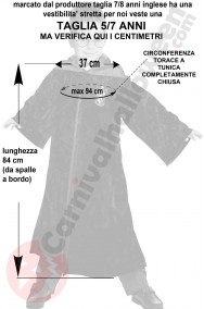 Misure costume di Harry Potter de Luxe taglia 5 7 anni