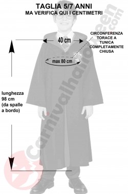 Misure costume di carnevale Harry Potter taglia 5 7 anni