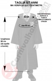 Misure costume di carnevale Harry Potter taglia 5 7 anni
