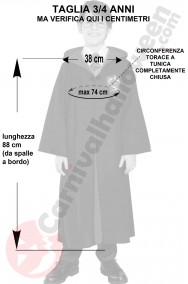 Misure costume di carnevale Harry Potter taglia 3 4 anni