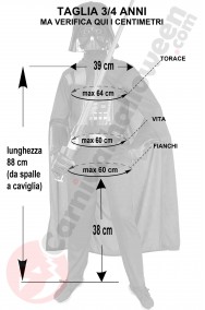 Misure Costume carnevale Darth Vader taglia 3 4 anni