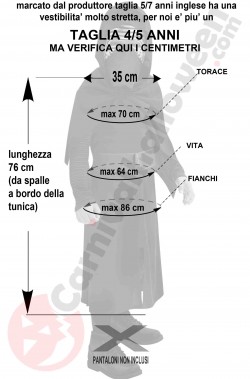 Misure del Costume di Carnevale di Kylo Ren 4 5 anni