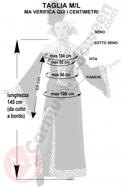 Misure Costume donna Crudelia Demon classica taglia ML