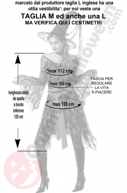 Misure costume da strega bellissimo rosso e nero taglia M L