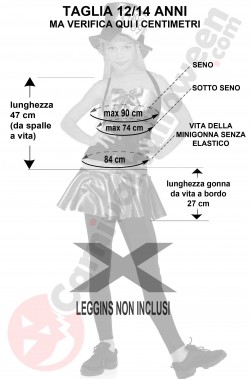 Misure Costume Cappellaio Matto Bambina Verde taglia 12 14 anni