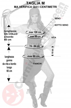 Misure del costume da piratessa gonna lunga taglia M