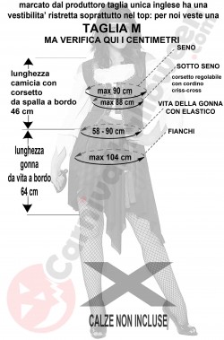 Misure Costume Da Piratessa Donna zingara taglia M