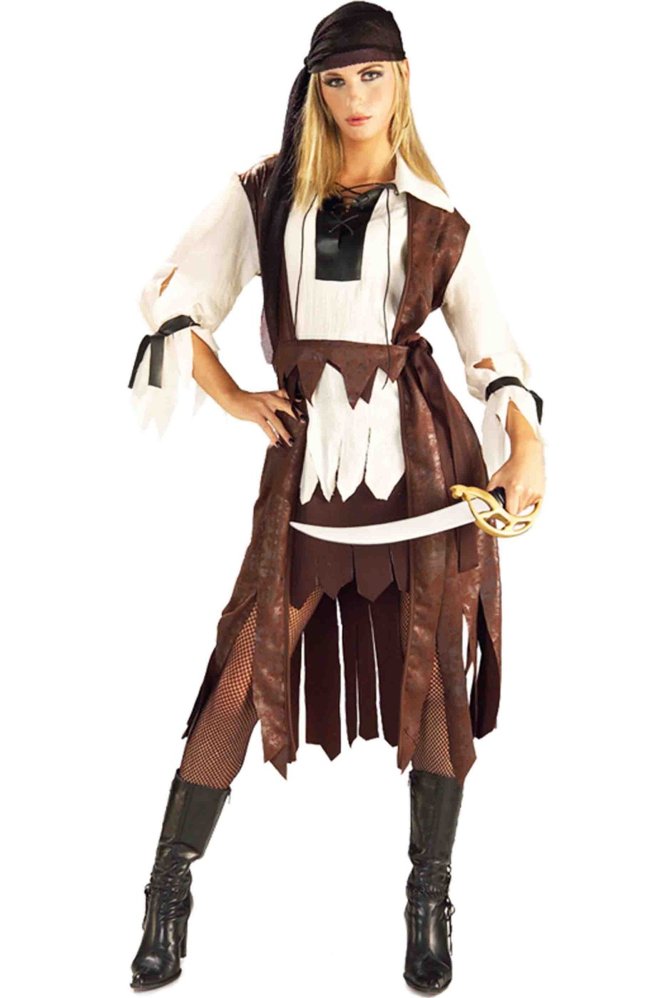 Misure del costume da piratessa marrone e bianca