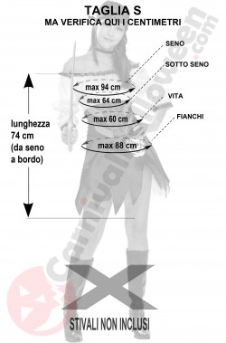 Misure del costume da piratessa punky sexy taglia S