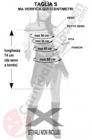 Misure del costume da piratessa punky sexy taglia S