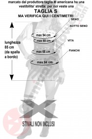 Misure del costume da Piratessa donna con pizzo e alamari taglia S