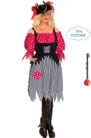 Costume Da Piratessa donna di cotone con gonna bianca e nera