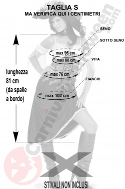 Misure Costume donna Piratessa Moschettiera adulta  taglia S