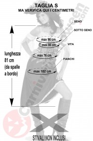 Misure Costume donna Piratessa Moschettiera adulta  taglia S