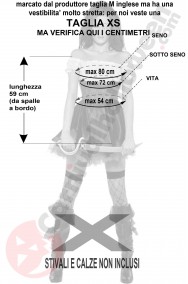 Misure Costume donna piratessa adulta bianca e nera taglia XS