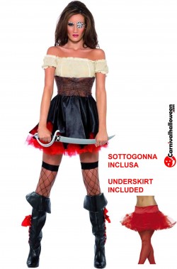 Costume donna piratessa adulta bianca e nera