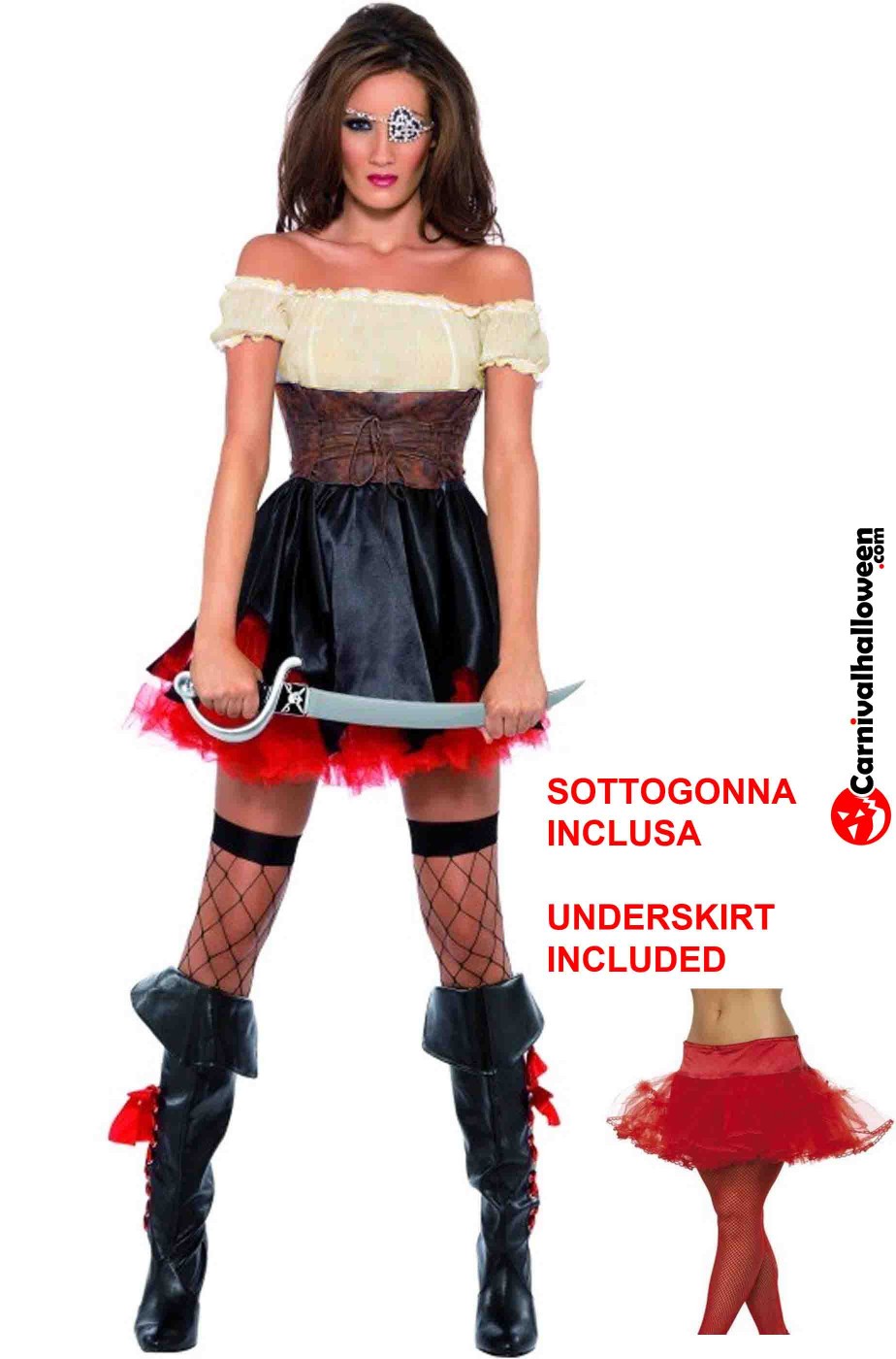 Costume donna piratessa adulta bianca e nera