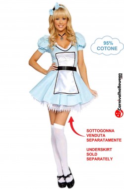 Costume di Alice nel Paese delle Meraviglie di cotone con sottogonna