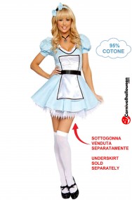 Costume di Alice nel Paese delle Meraviglie di cotone con sottogonna