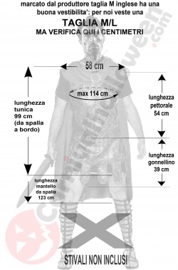 Misure costume da gladiatore adulto taglia M L