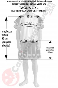 Misure Costume da Antico Romano uomo taglia grande