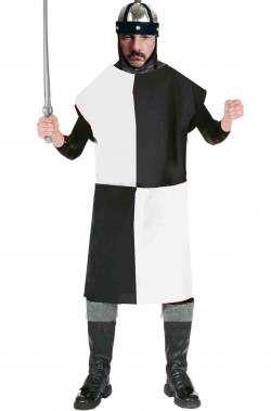 Costume medievale da uomo solo tunica a scacchi bianchi e neri