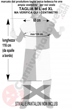 Misure costume medievale da uomo tunica a scacchi bianchi e neri taglia unica