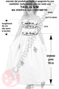 Misure del costume da principessa bianca