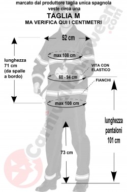 Misure costume da pompiere vigile del fuoco adulto taglia M