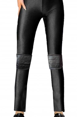 Pantaloni neri da donna di vinile con ginocchiere