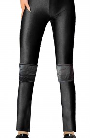 Pantaloni neri da donna di vinile con ginocchiere
