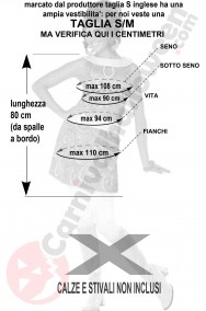 Misure costume donna sexy anni 60 psichedelico taglia SM