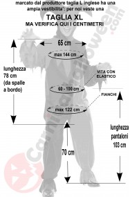 Misure costume da giullare clown horror taglia XL