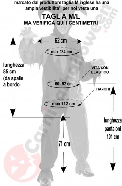 Misure costume da giullare clown horror taglia M