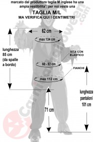 Misure costume da giullare clown horror taglia M