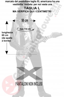 Misure costume Halloween da rocker scheletro zombie