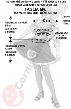 Misure da tirolese heidi donna taglia ML