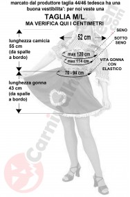 Misure da tirolese heidi donna taglia ML