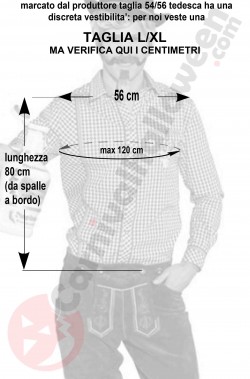 Misure camicia uomo tirolese o cowboy